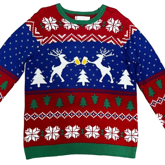 Jolly Designs Other - Jolly Sweaters Ugly Christmas Sweater Men's Large Deer Beer Bucks Mugs Cheers L